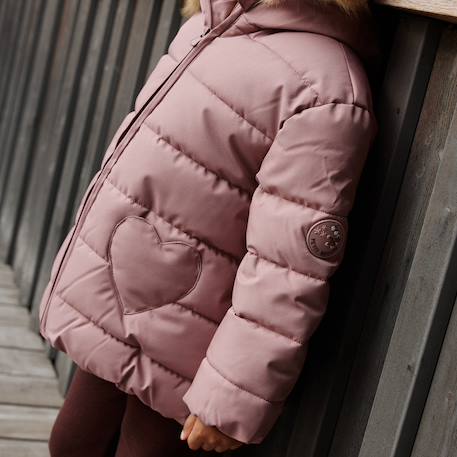 Doudoune enfant imperméable doublée sherpa avec capuche chloé Rose 6 - vertbaudet enfant 