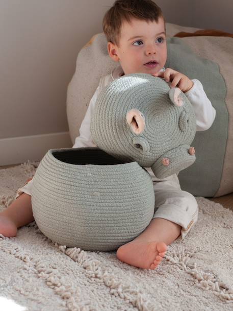 Panier henry l’hippopotame Bleu sauge, rose, gris foncé 4 - vertbaudet enfant 