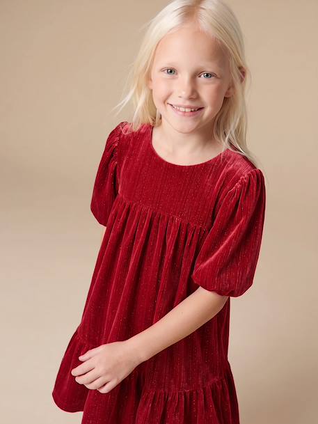 Robe enfant fille velours rouge 7 - vertbaudet enfant 