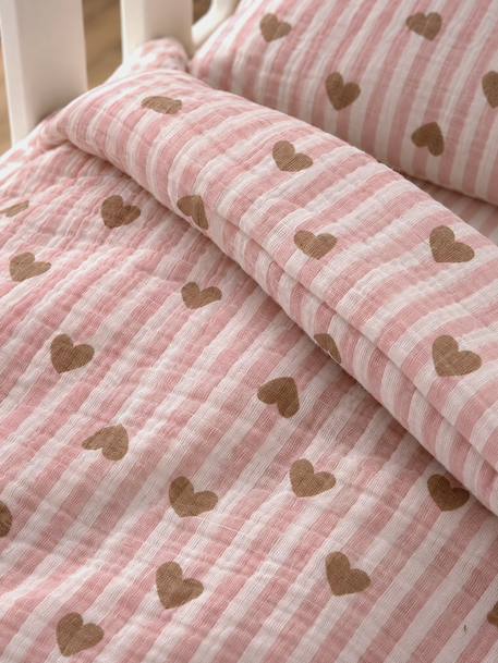 Couette + oreiller poupon en gaze de coton Cœur fondant+Fleurette+Marguerite+Petit coeur+Retro Flower 7 - vertbaudet enfant 