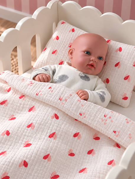 Couette + oreiller poupon en gaze de coton Cœur fondant+Fleurette+Marguerite+Petit coeur+Retro Flower 21 - vertbaudet enfant 