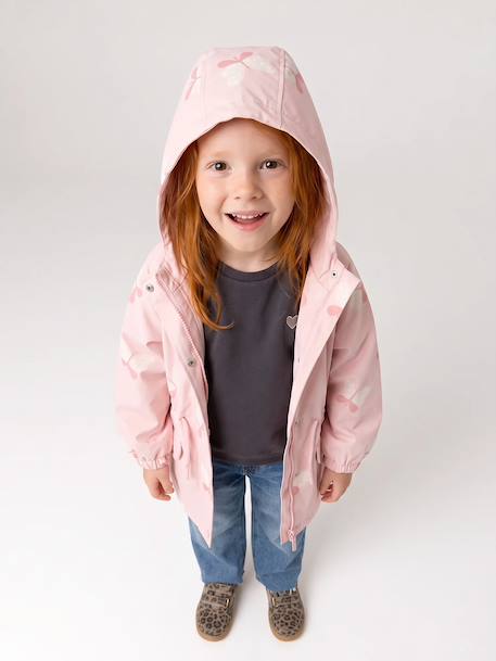 Ciré fille à capuche motifs magiques bleu ciel+blush+rose+rose pâle+sauge imprimé 25 - vertbaudet enfant 