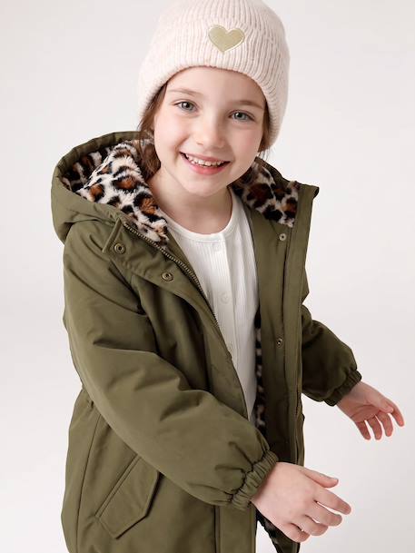 Parka fille à capuche doublée imitation fourrure bois de rose+camel+marine+noir+prune+vert foncé 48 - vertbaudet enfant 
