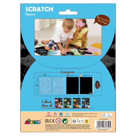 Feuilles à gratter avec 8 pochoirs - espace Multicolor 6 - vertbaudet enfant 