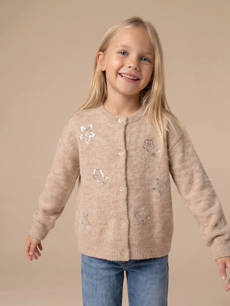 Gilet fille manches longues beige 1 - vertbaudet enfant 