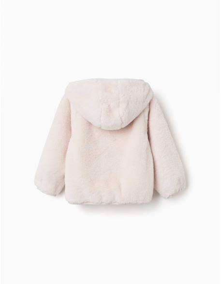Veste en peluche avec capuche et fermeture éclair Beige clair 2 - vertbaudet enfant 