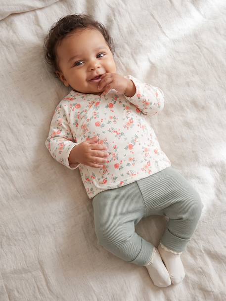 Brassière naissance manches longues cappuccino+écru+vert sauge 13 - vertbaudet enfant 