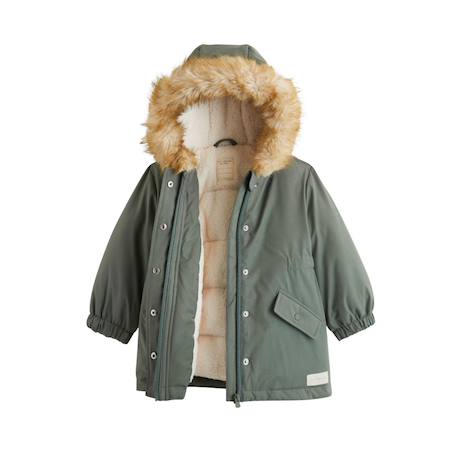 Parka enfant imperméable doublé sherpa avec capuche emma Kaki 4 - vertbaudet enfant 