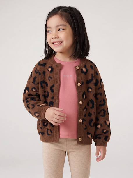 Gilet fille motif maille mousseuse chocolat+écru+marron+vert 7 - vertbaudet enfant 