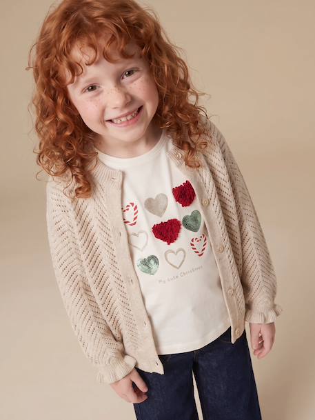 Gilet fille manches longues beige 1 - vertbaudet enfant 