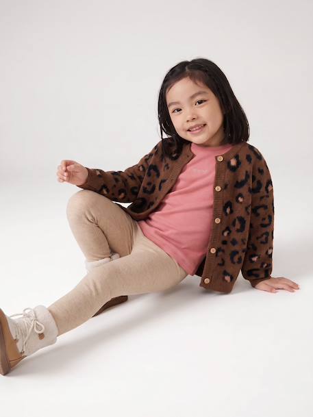 Gilet fille motif maille mousseuse chocolat+écru+marron+vert 12 - vertbaudet enfant 
