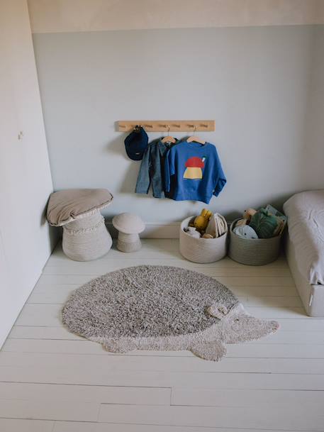Tapis lavable animalier hedgehog Naturel, lin, marron clair 1 - vertbaudet enfant 