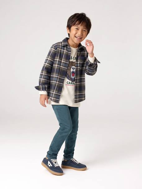 Chemise à carreaux en flanelle garçon bleu ardoise+bleu nuit+camel+carreaux marine+carreaux vert+vert anglais 28 - vertbaudet enfant 