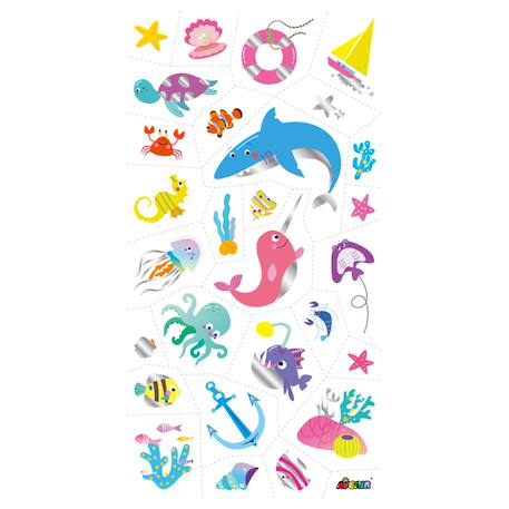 Autocollants tatouages - animaux marins Multicolor 3 - vertbaudet enfant 
