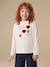 T-shirt fille animation coeur fille manches longues blanc+blush+écru+vert 1 - vertbaudet enfant 