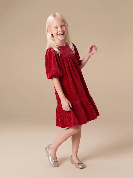 Robe enfant fille velours rouge 1 - vertbaudet enfant 