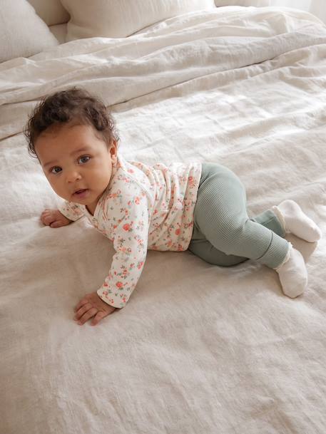 Brassière naissance manches longues cappuccino+écru+vert sauge 12 - vertbaudet enfant 