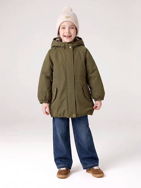 Parka fille à capuche doublée imitation fourrure bois de rose+camel+marine+noir+prune+vert foncé 54 - vertbaudet enfant 