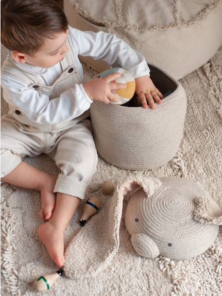Panier rita le lapin Naturel, rose, gris foncé 3 - vertbaudet enfant 