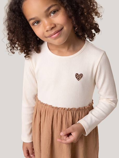 Robe 2 en 1 manches longues fille camel 8 - vertbaudet enfant 