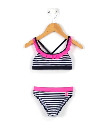 Maillot de bain fille Fond blanc raye bleu 1 - vertbaudet enfant 