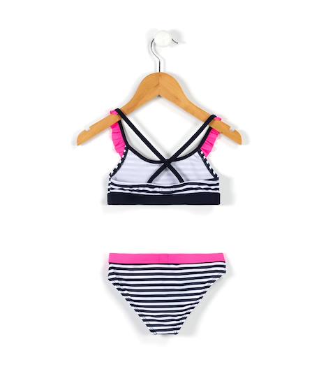 Maillot de bain fille Fond blanc raye bleu 2 - vertbaudet enfant 