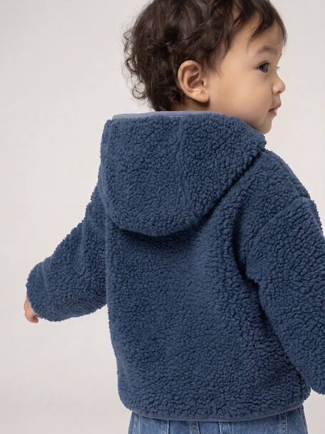 Blouson bébé garçon sherpa à capuche zippé bleu 7 - vertbaudet enfant 