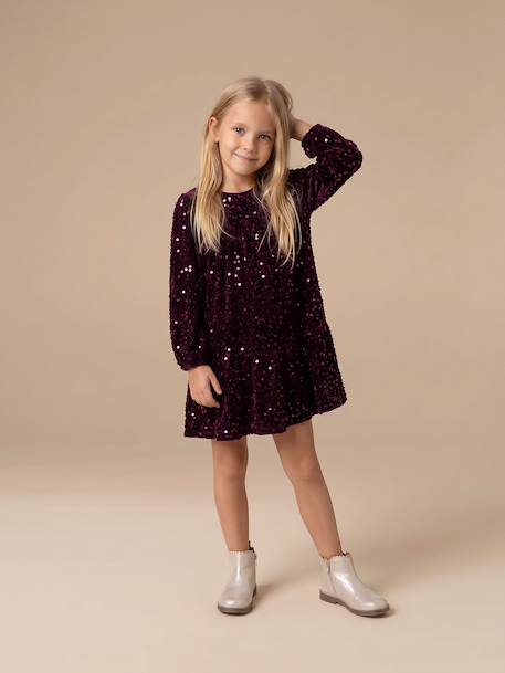 Robe fille manches longues prune 1 - vertbaudet enfant 