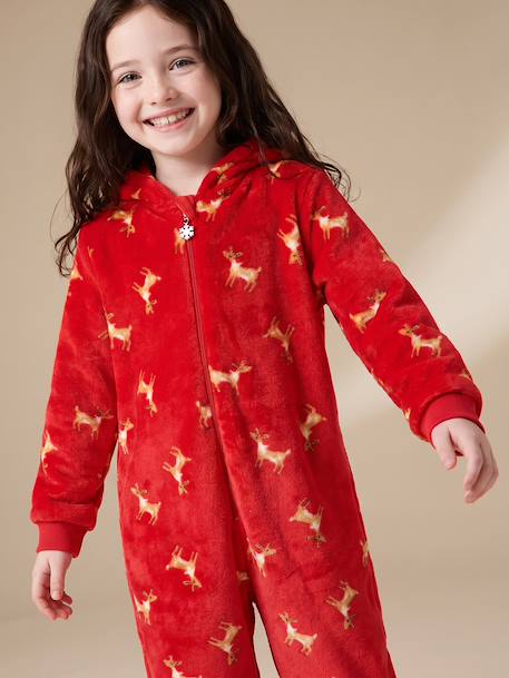 Combinaison de nuit Noël fille à capuche rouge 9 - vertbaudet enfant 
