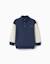 Sweat en coton peigné avec col montant et broderie Bleu foncé 1 - vertbaudet enfant 