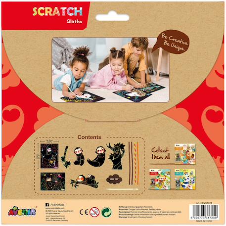 Art à gratter avec fils chenille - paresseux Multicolor 6 - vertbaudet enfant 