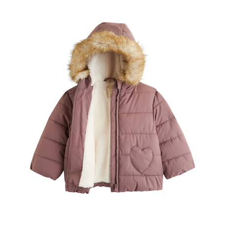 Doudoune enfant imperméable doublée sherpa avec capuche chloé Rose 4 - vertbaudet enfant 