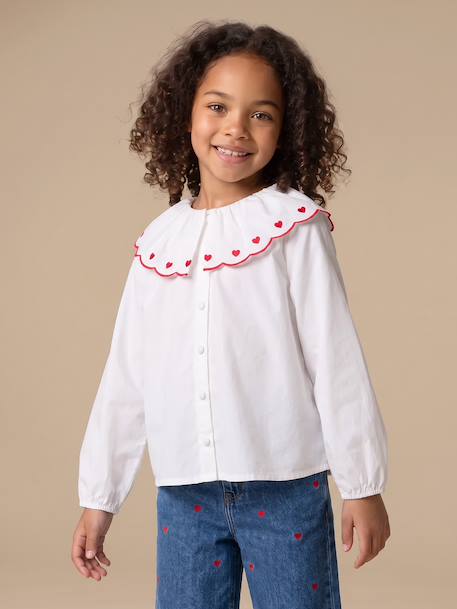 Chemise col Noël enfant fille écru 1 - vertbaudet enfant 