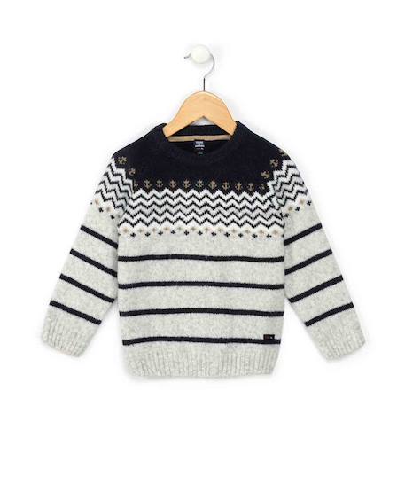 Pull garçon Gris chine 1 - vertbaudet enfant 