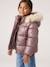 Doudoune à capuche fille doublée maille polaire mauve+or+rose poudré 1 - vertbaudet enfant 