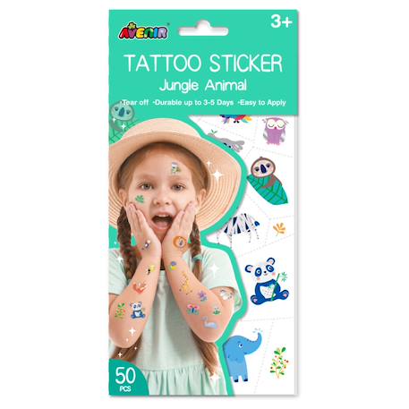 Autocollants tatouages - jungle Multicolor 1 - vertbaudet enfant 