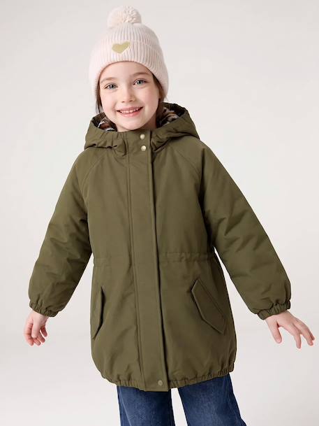 Parka fille à capuche doublée imitation fourrure bois de rose+camel+marine+noir+prune+vert foncé 47 - vertbaudet enfant 