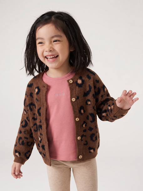 Gilet fille motif maille mousseuse chocolat+écru+marron+vert 8 - vertbaudet enfant 