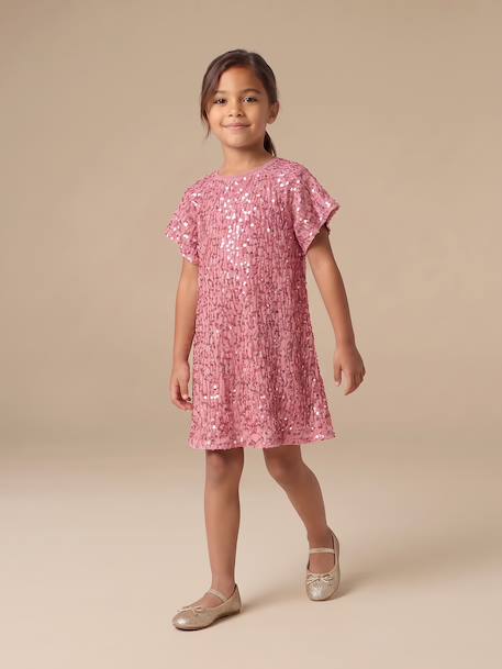 Robe fille en velours et sequins argenté+rose+rouge 9 - vertbaudet enfant 