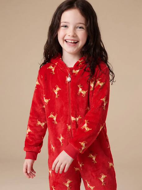 Combinaison de nuit Noël fille à capuche rouge 8 - vertbaudet enfant 