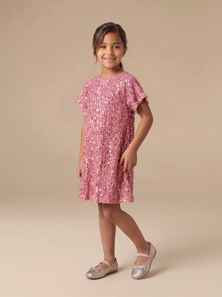 Robe fille en velours et sequins argenté+rose+rouge 8 - vertbaudet enfant 