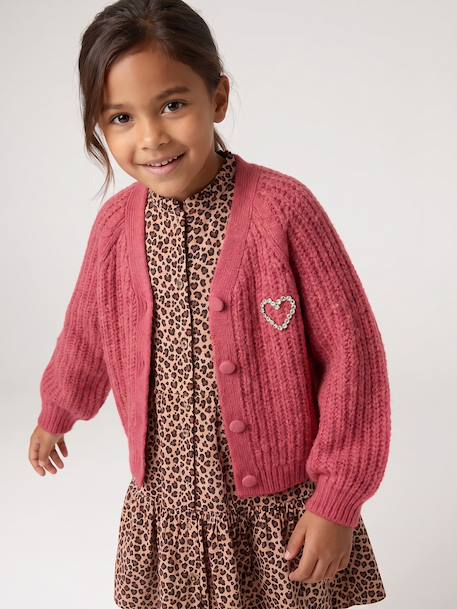 Gilet boutonné fille écru+vieux rose 9 - vertbaudet enfant 