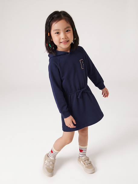 Robe courte à capuche fille gris chiné+marine+vert 8 - vertbaudet enfant 