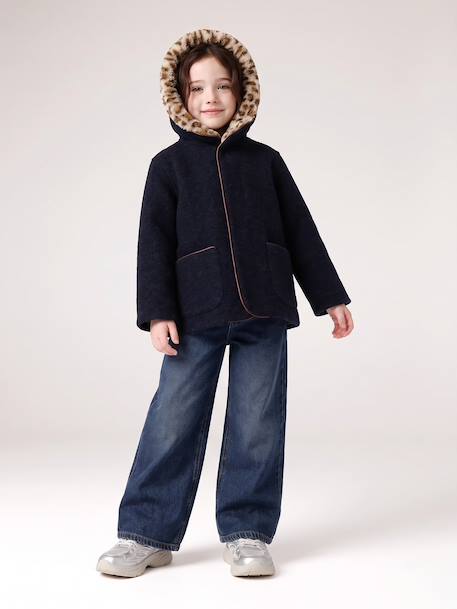 Manteau fille à capuche camel+marine 9 - vertbaudet enfant 