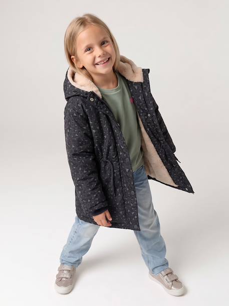 Parka fille à capuche romantique anthracite+marine+vert 3 - vertbaudet enfant 