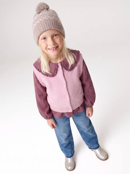 Gilet sans manches fille boutonné devant lilas+vanille 5 - vertbaudet enfant 