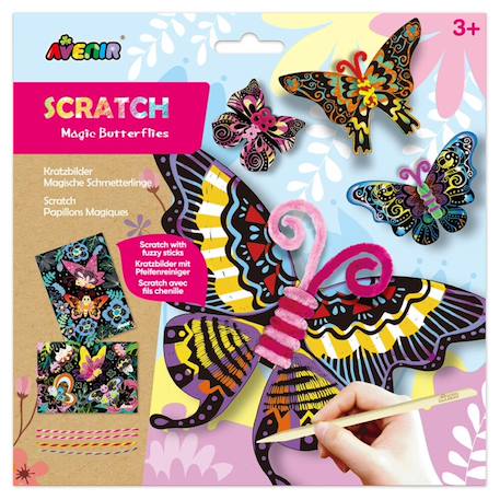 Art à gratter avec fils chenille - papillons Multicolor 1 - vertbaudet enfant 