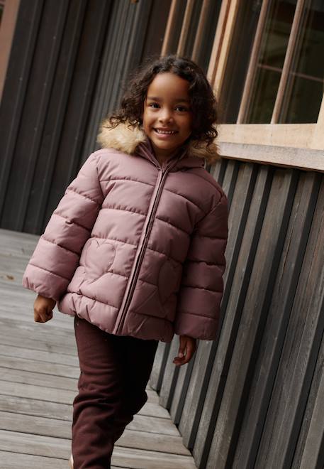 Doudoune enfant imperméable doublée sherpa avec capuche chloé Rose 1 - vertbaudet enfant 