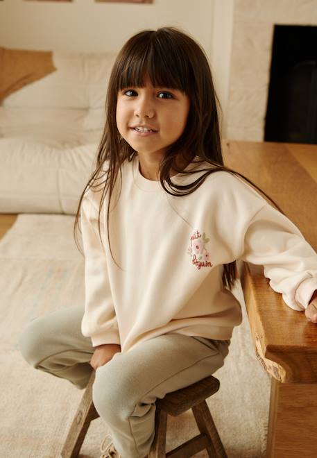 Sweat en molleton marguerite Ecru 1 - vertbaudet enfant 