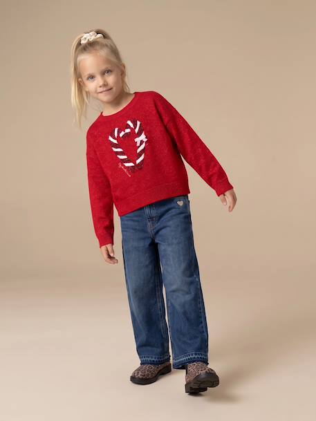 Jean fille large bas effiloché bleu foncé+denim bleached+gris+stone 3 - vertbaudet enfant 